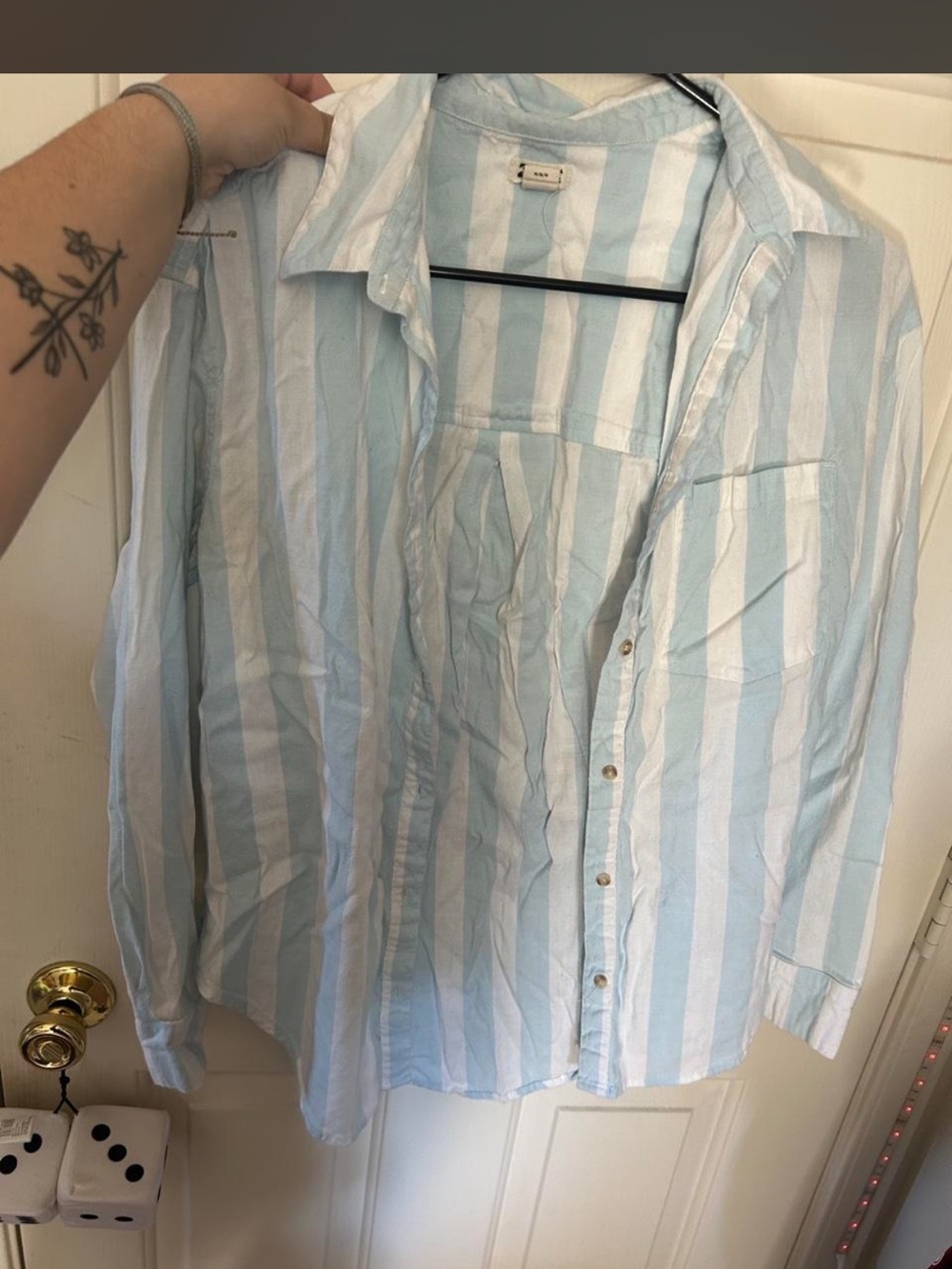 Billabong Pale Blue & White Striped Button-Down Shirt